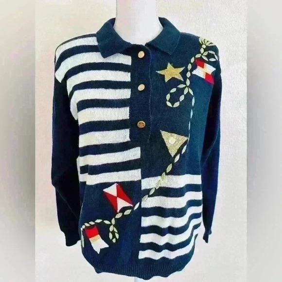 Alfred Dunner Sweaters - Alfred Dunner Vintage 1990’s Kite Graphic Knitted Sweater Size Medium